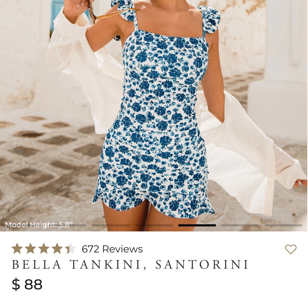 Albion White and Blue Floral Swimwear , Tankini top and matching skirt bottom